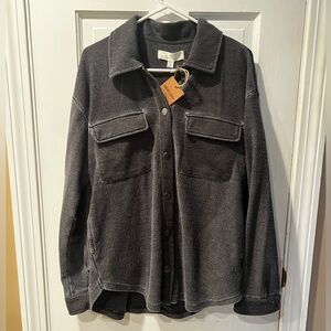 Thread & Supply Men’s Charcoal Ribbed Snap Button Shacket